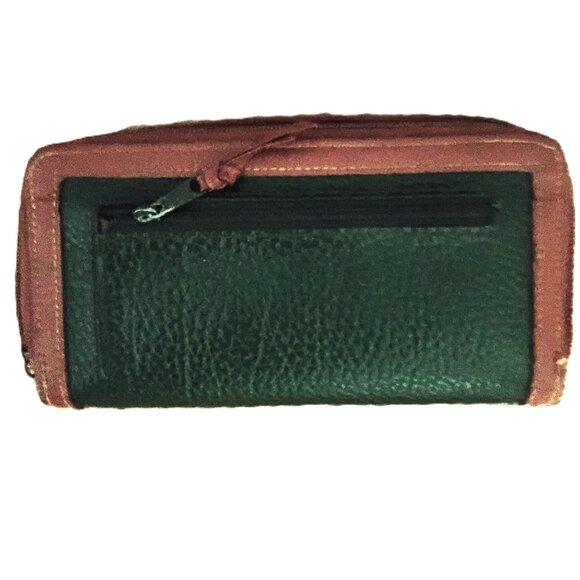 Dooney & Bourke Wallet Clutch Pebble Grain Green All weather Leather Vintage - Picture 2 of 7